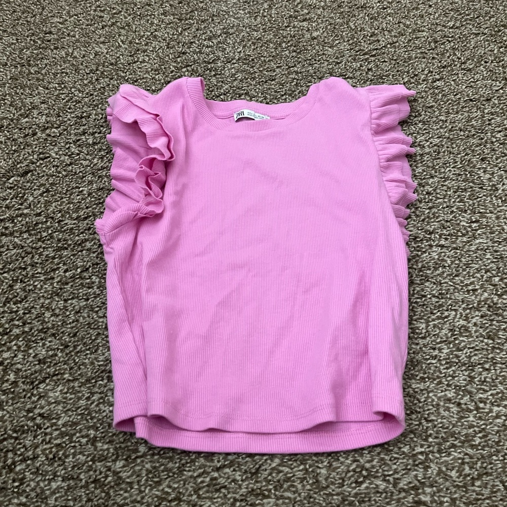 Zara Pink Ruffle Sleeve Tank Top